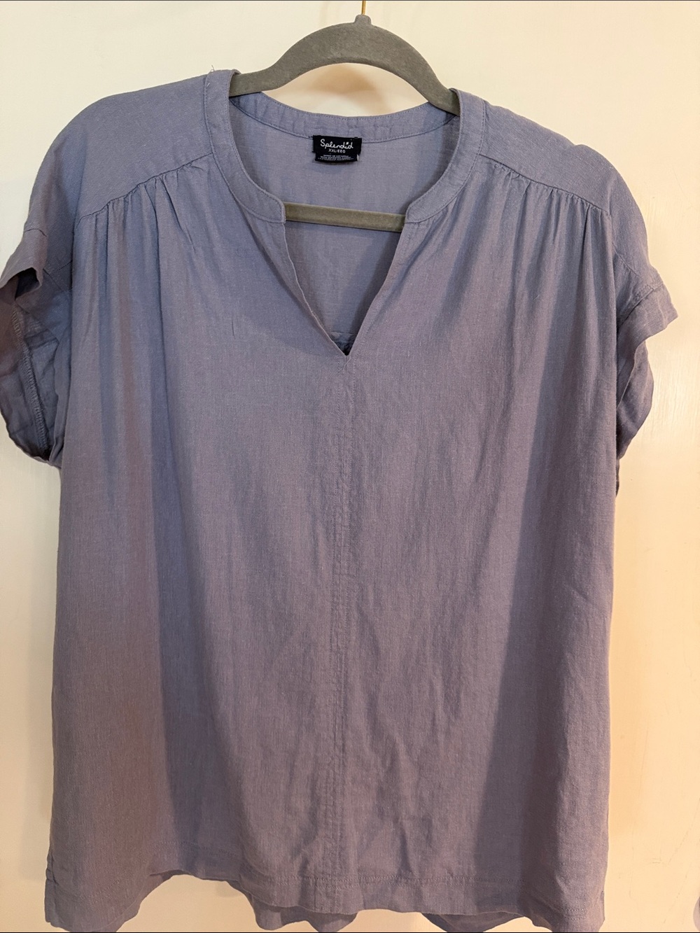 Splendid Lavender Short-Sleeve V-Neck Women's Top sz XXL linen viscose